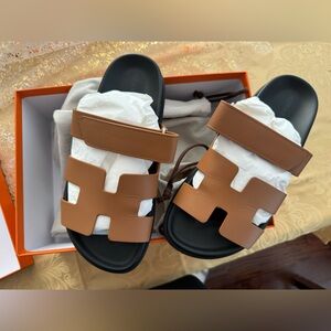 Hermes Chypre Tan Leather Sandals